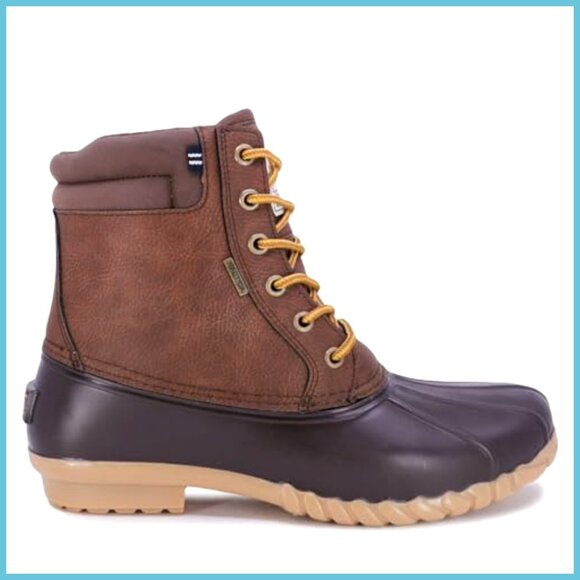 Waterproof Faux Leather Duck Boots Insulated Snow Rain Winter Lace-Up main image 4